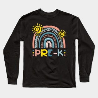 Pre-K Boho Rainbow Teacher Student Back To School Preschool Long Sleeve T-Shirt